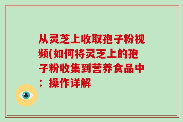 从灵芝上收取孢子粉视频(如何将灵芝上的孢子粉收集到营养食品中：操作详解