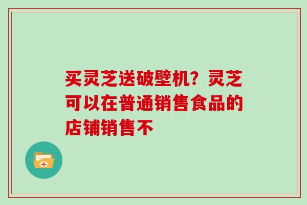 买灵芝送破壁机？灵芝可以在普通销售食品的店铺销售不