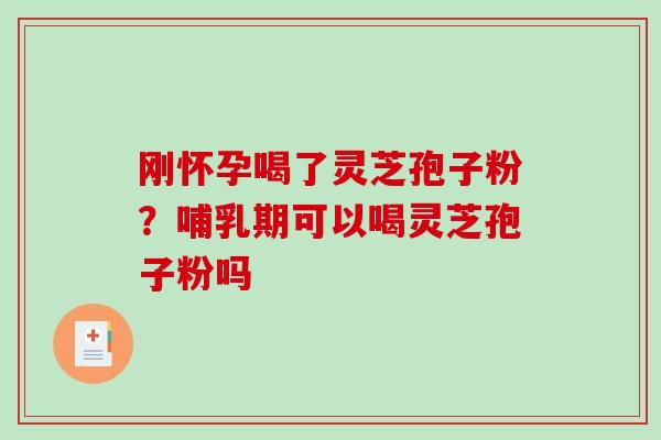 刚怀孕喝了灵芝孢子粉？哺乳期可以喝灵芝孢子粉吗