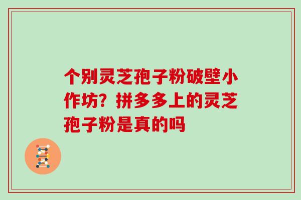 个别灵芝孢子粉破壁小作坊？拼多多上的灵芝孢子粉是真的吗