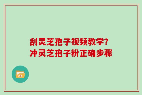 刮灵芝孢子视频教学？冲灵芝孢子粉正确步骤