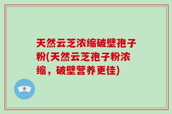 天然云芝浓缩破壁孢子粉(天然云芝孢子粉浓缩，破壁营养更佳)