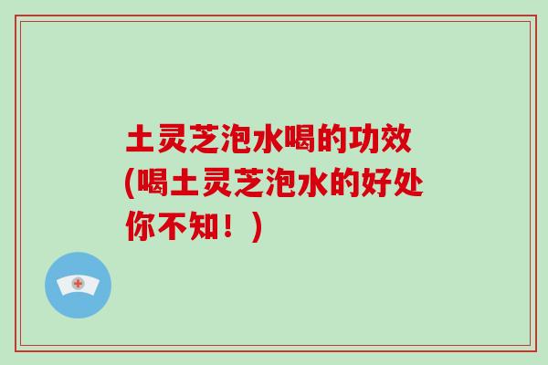 土灵芝泡水喝的功效 (喝土灵芝泡水的好处你不知！)