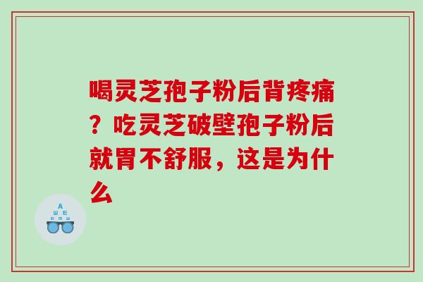 喝灵芝孢子粉后背疼痛？吃灵芝破壁孢子粉后就胃不舒服，这是为什么