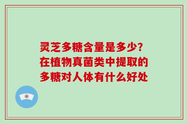 灵芝多糖含量是多少?在植物真菌类中提取的多糖对人体有什么好处 灵芝多糖含量是多少?在植物真菌类中提取的多糖对人体有什么好处