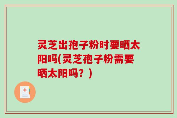 灵芝出孢子粉时要晒太阳吗(灵芝孢子粉需要晒太阳吗？)