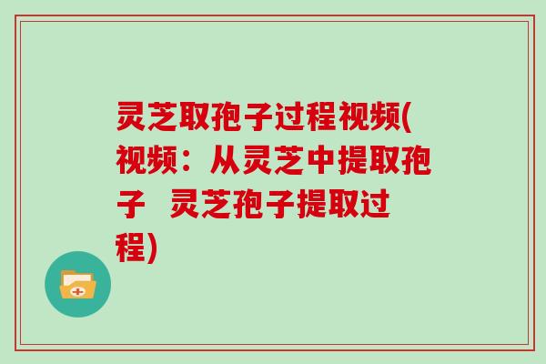 灵芝取孢子过程视频(视频：从灵芝中提取孢子  灵芝孢子提取过程)