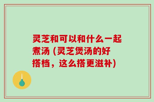 灵芝和可以和什么一起煮汤 (灵芝煲汤的好搭档，这么搭更滋补)