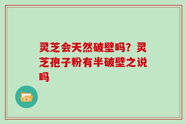 灵芝会天然破壁吗？灵芝孢子粉有半破壁之说吗