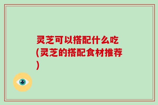 灵芝可以搭配什么吃 (灵芝的搭配食材推荐)