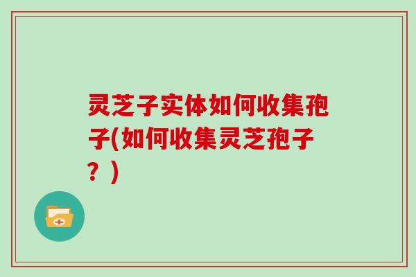灵芝子实体如何收集孢子(如何收集灵芝孢子？)