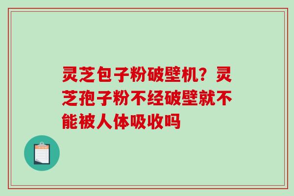 灵芝包子粉破壁机？灵芝孢子粉不经破壁就不能被人体吸收吗
