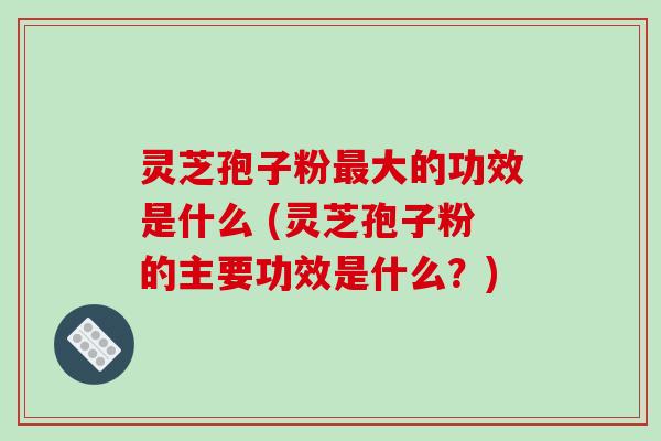 灵芝孢子粉大的功效是什么 (灵芝孢子粉的主要功效是什么？)