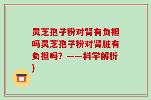 灵芝孢子粉对肾有负担吗灵芝孢子粉对肾脏有负担吗？——科学解析)