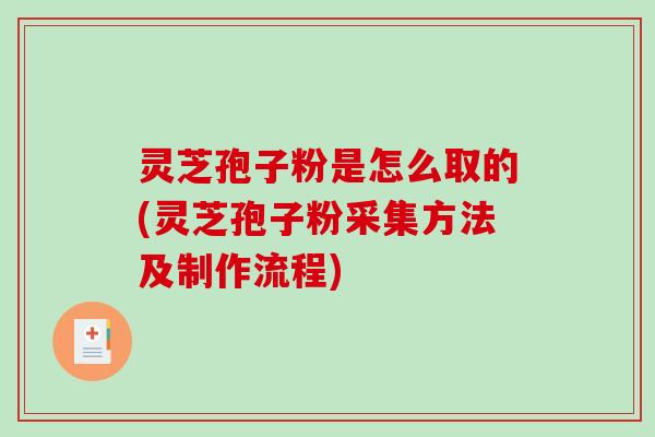 灵芝孢子粉是怎么取的(灵芝孢子粉采集方法及制作流程)