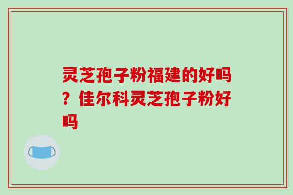 灵芝孢子粉福建的好吗？佳尔科灵芝孢子粉好吗