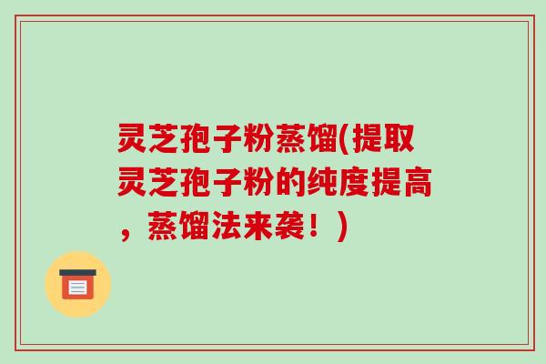灵芝孢子粉蒸馏(提取灵芝孢子粉的纯度提高，蒸馏法来袭！)
