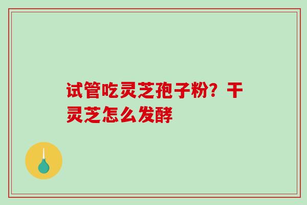 试管吃灵芝孢子粉？干灵芝怎么发酵