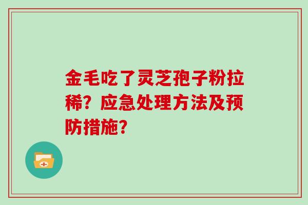 金毛吃了灵芝孢子粉拉稀？应急处理方法及措施？