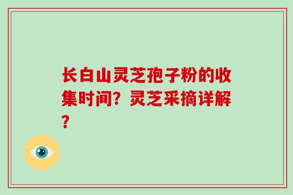 长白山灵芝孢子粉的收集时间？灵芝采摘详解？