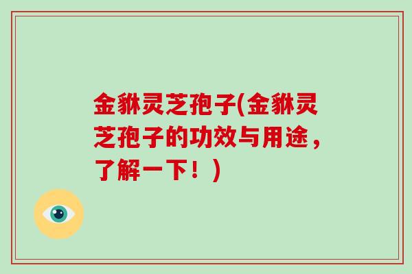 金貅灵芝孢子(金貅灵芝孢子的功效与用途，了解一下！)