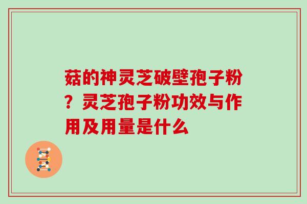 菇的神灵芝破壁孢子粉？灵芝孢子粉功效与作用及用量是什么