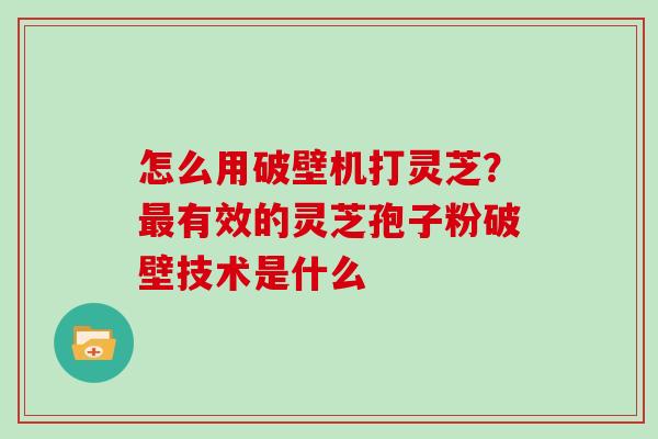 怎么用破壁机打灵芝?有效的灵芝孢子粉破壁技术是什么 怎么用破壁机打灵芝?有效的灵芝孢子粉破壁技术是什么