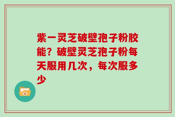 紫一灵芝破壁孢子粉胶能?破壁灵芝孢子粉每天服用几次,每次服多少 紫一灵芝破壁孢子粉胶能?破壁灵芝孢子粉每天服用几次,每次服多少