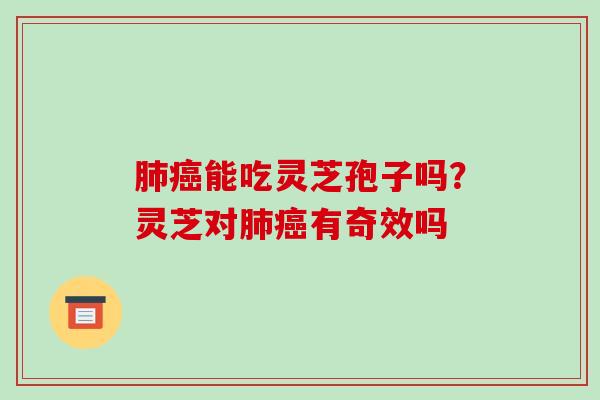 肺癌能吃灵芝孢子吗？灵芝对肺癌有奇效吗