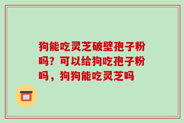 狗能吃灵芝破壁孢子粉吗？可以给狗吃孢子粉吗，狗狗能吃灵芝吗