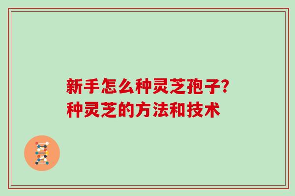 新手怎么种灵芝孢子？种灵芝的方法和技术