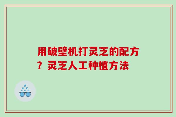 用破壁机打灵芝的配方？灵芝人工种植方法