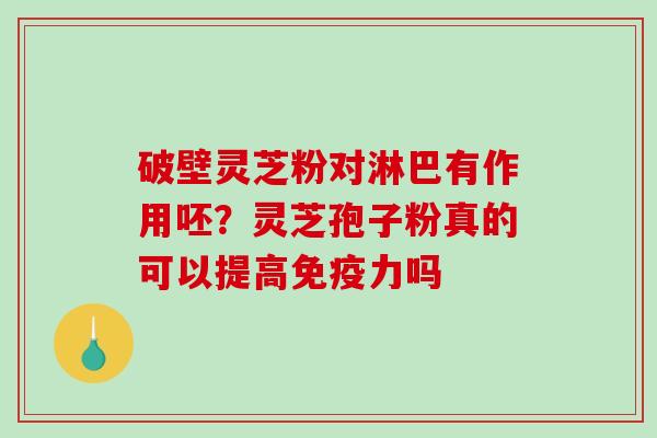 破壁灵芝粉对淋巴有作用呸？灵芝孢子粉真的可以提高免疫力吗