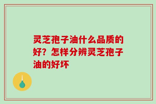 灵芝孢子油什么品质的好？怎样分辨灵芝孢子油的好坏