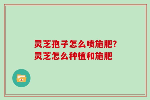 灵芝孢子怎么喷施肥？灵芝怎么种植和施肥