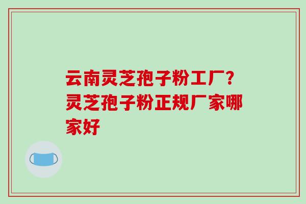 云南灵芝孢子粉工厂？灵芝孢子粉正规厂家哪家好