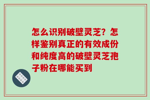 怎么识别破壁灵芝？怎样鉴别真正的有效成份和纯度高的破壁灵芝孢子粉在哪能买到