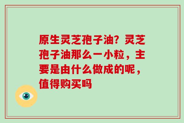 原生灵芝孢子油?灵芝孢子油那么一小粒,主要是由什么做成的呢,值得购买吗 原生灵芝孢子油?灵芝孢子油那么一小粒,主要是由什么做成的呢,值得购买吗