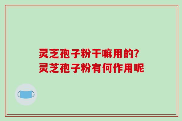 灵芝孢子粉干嘛用的?灵芝孢子粉有何作用呢 灵芝孢子粉干嘛用的?灵芝孢子粉有何作用呢