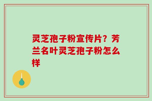 灵芝孢子粉宣传片?芳兰名叶灵芝孢子粉怎么样 灵芝孢子粉宣传片?芳兰名叶灵芝孢子粉怎么样