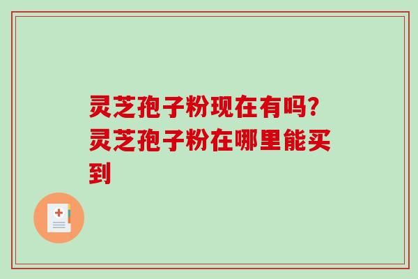 灵芝孢子粉现在有吗？灵芝孢子粉在哪里能买到