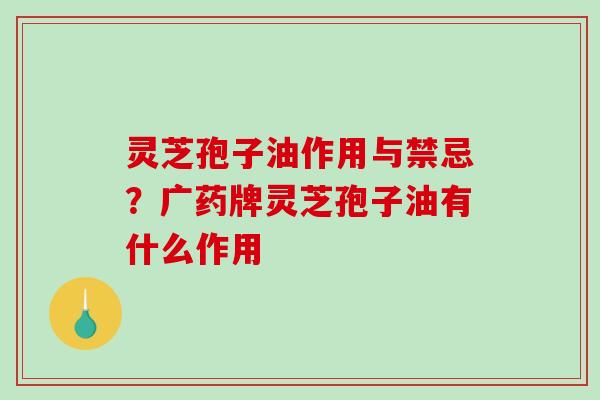 灵芝孢子油作用与禁忌？广药牌灵芝孢子油有什么作用