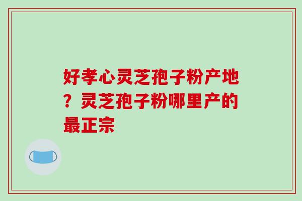 好孝心灵芝孢子粉产地?灵芝孢子粉哪里产的正宗 好孝心灵芝孢子粉产地?灵芝孢子粉哪里产的正宗