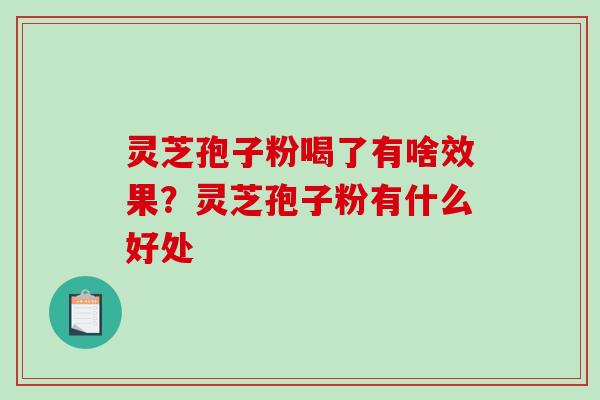 灵芝孢子粉喝了有啥效果？灵芝孢子粉有什么好处