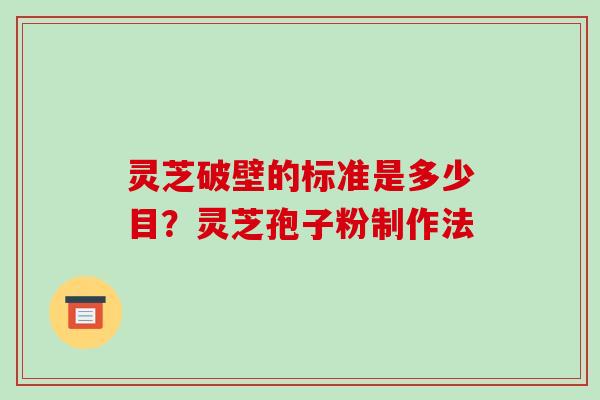 灵芝破壁的标准是多少目？灵芝孢子粉制作法