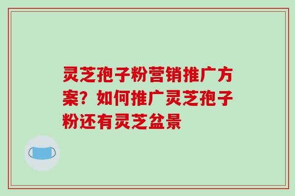 灵芝孢子粉营销推广方案？如何推广灵芝孢子粉还有灵芝盆景