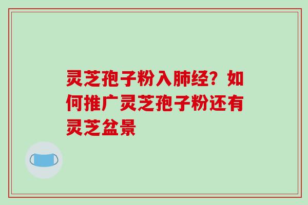 灵芝孢子粉入经?如何推广灵芝孢子粉还有灵芝盆景 灵芝孢子粉入经?如何推广灵芝孢子粉还有灵芝盆景