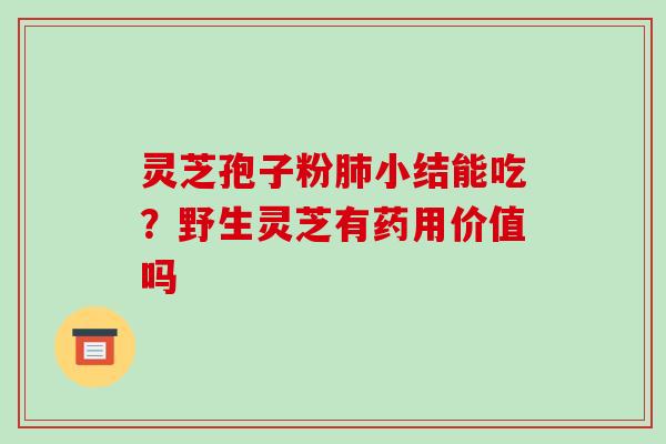 灵芝孢子粉小结能吃?野生灵芝有药用价值吗 灵芝孢子粉小结能吃?野生灵芝有药用价值吗