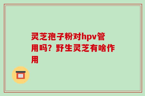 灵芝孢子粉对hpv管用吗？野生灵芝有啥作用