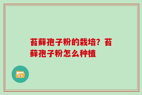 苔藓孢子粉的栽培？苔藓孢子粉怎么种植